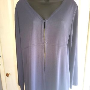 Express Blue Button Front Tunic Top Size Medium Long Sleeve